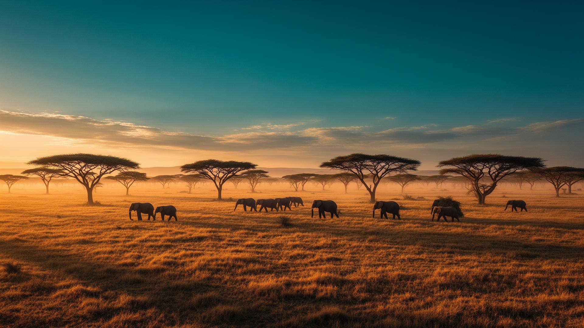 African savanna at golden hour